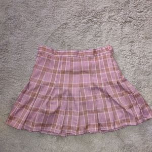 Pink Pleated Mini Skirt